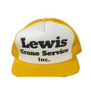 Lewis Crane Services Inc. Trucker Hat  Yellow Adjustable‎ Snapback Cap Vintage